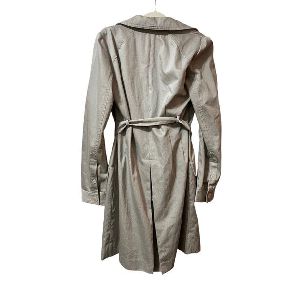 IISLI Women’s Trench Coat Metallic Silver Belted Size 8 - Picture 4 of 8